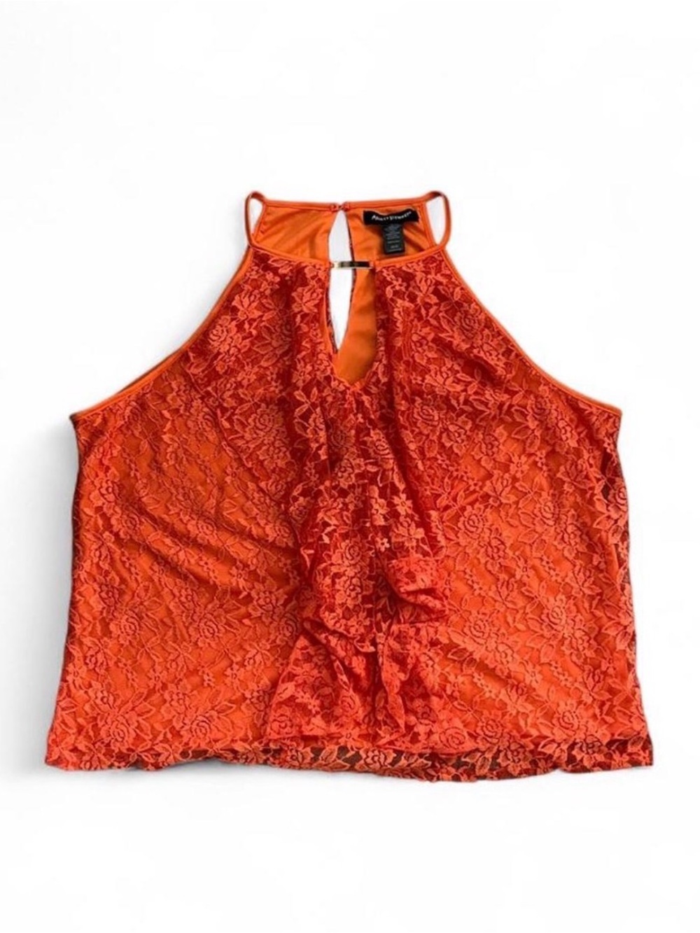 NWT Ashley Stewart Plus Size 26/28 Orange/Coral Lace Halter Top